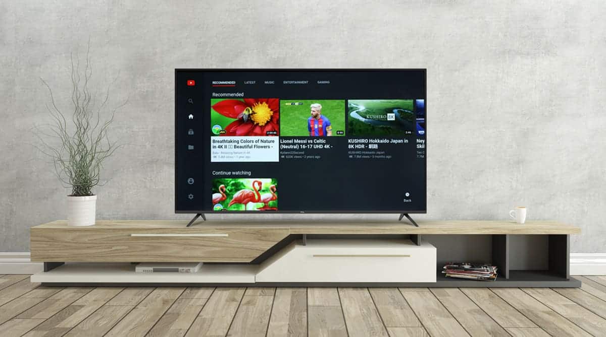 TCL P65 เมนูบนแอป Youtube