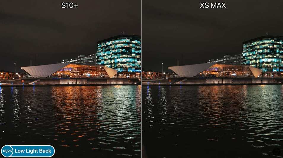 เปรียบเทียบภาพถ่าย Samsung Galaxy S10 Plus และ iPhone XS Max กลางคืนแสงน้อย