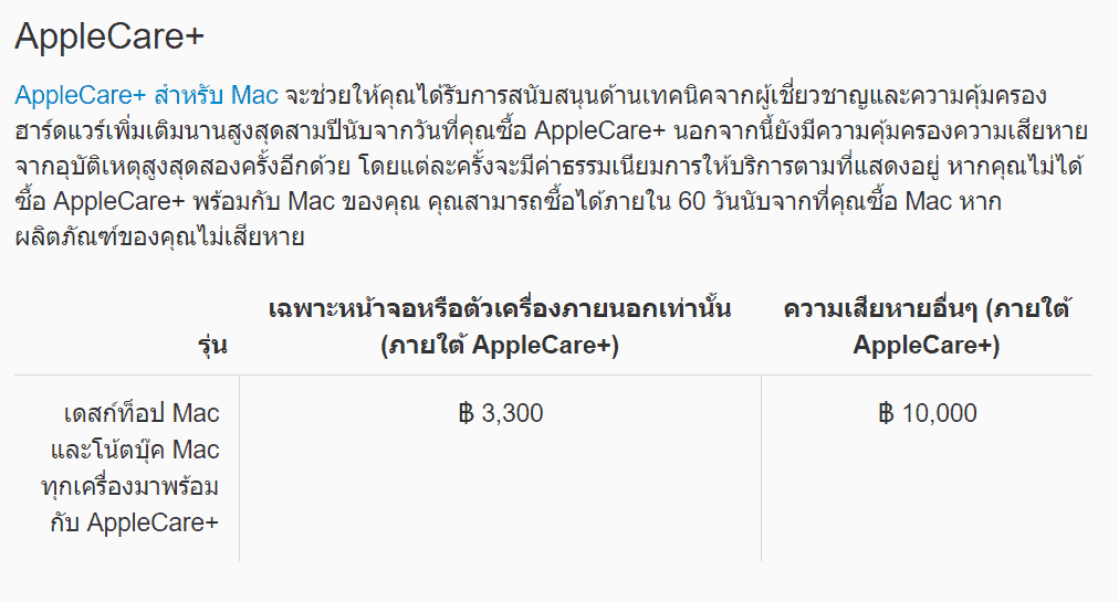 Macbook air พัง AppleCare Plus