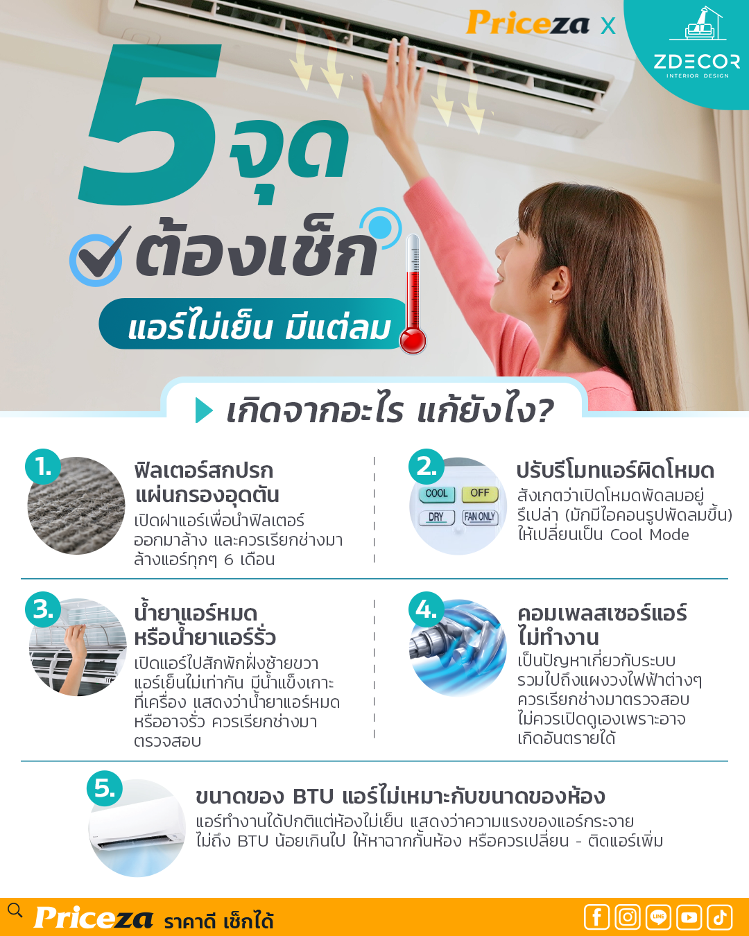 แอร์ไม่เย็น มีแต่ลม
