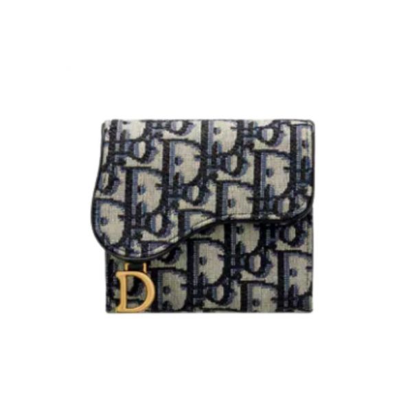 กระเป๋าสตางค์ผู้หญิงแบรนด์ Dior รุ่น Oblique Saddle Tri-fold Wallet